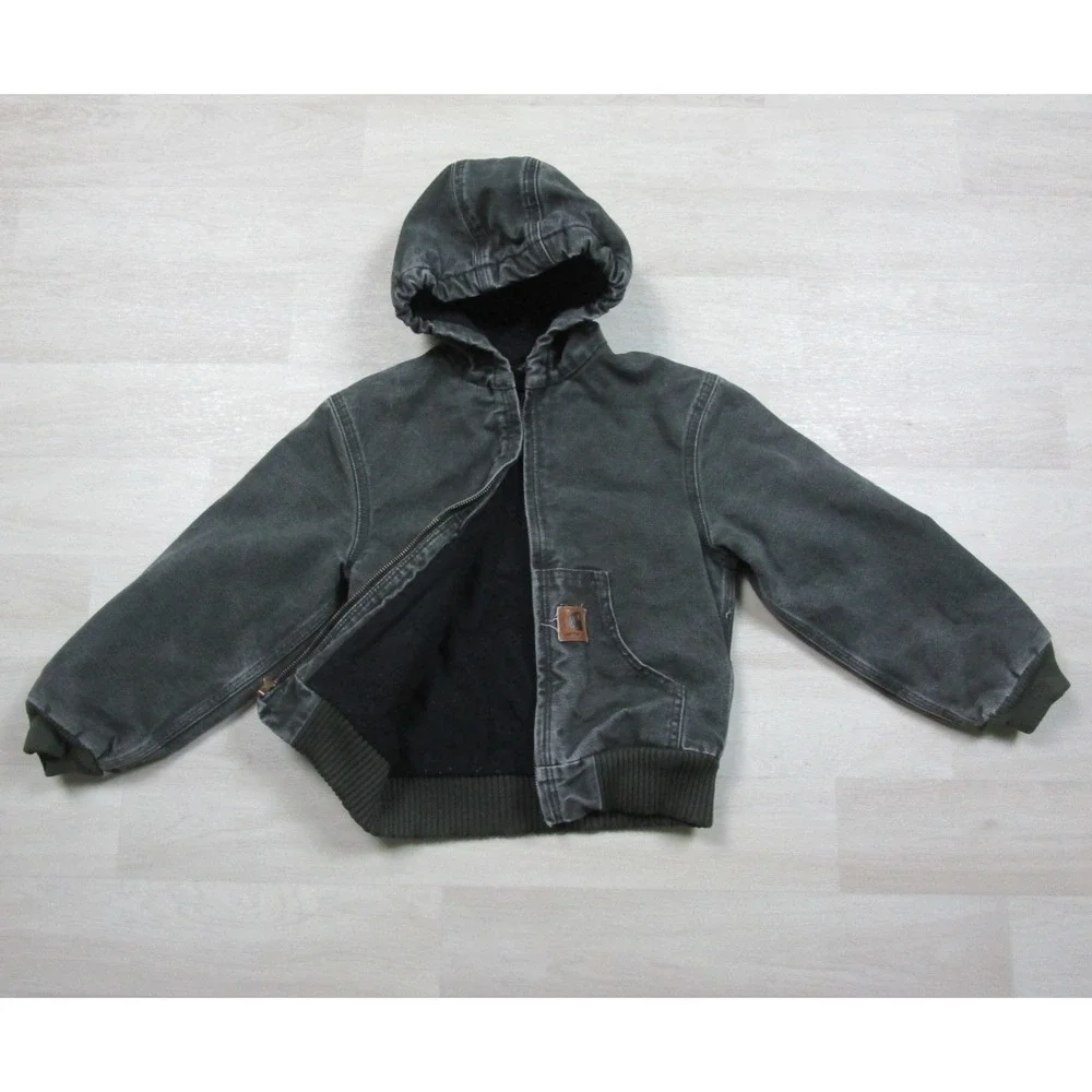 Carhartt Active Jacket Youth (S) Duck Canvas Workwear Quilted Liner YYJ130 MOS